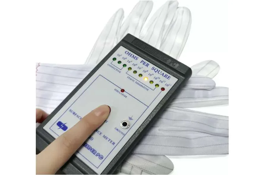 Găng tay vải phòng sạch may sọc carbon ESD